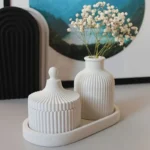 DIY Oval Tray & Round Striped Candle Holder Silicone Mold Set
