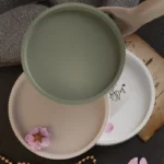 1pc Round Stripped Cement Tray Silicone Molds